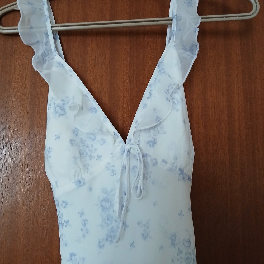 Garage White and Blue Floral Maxi Dress
